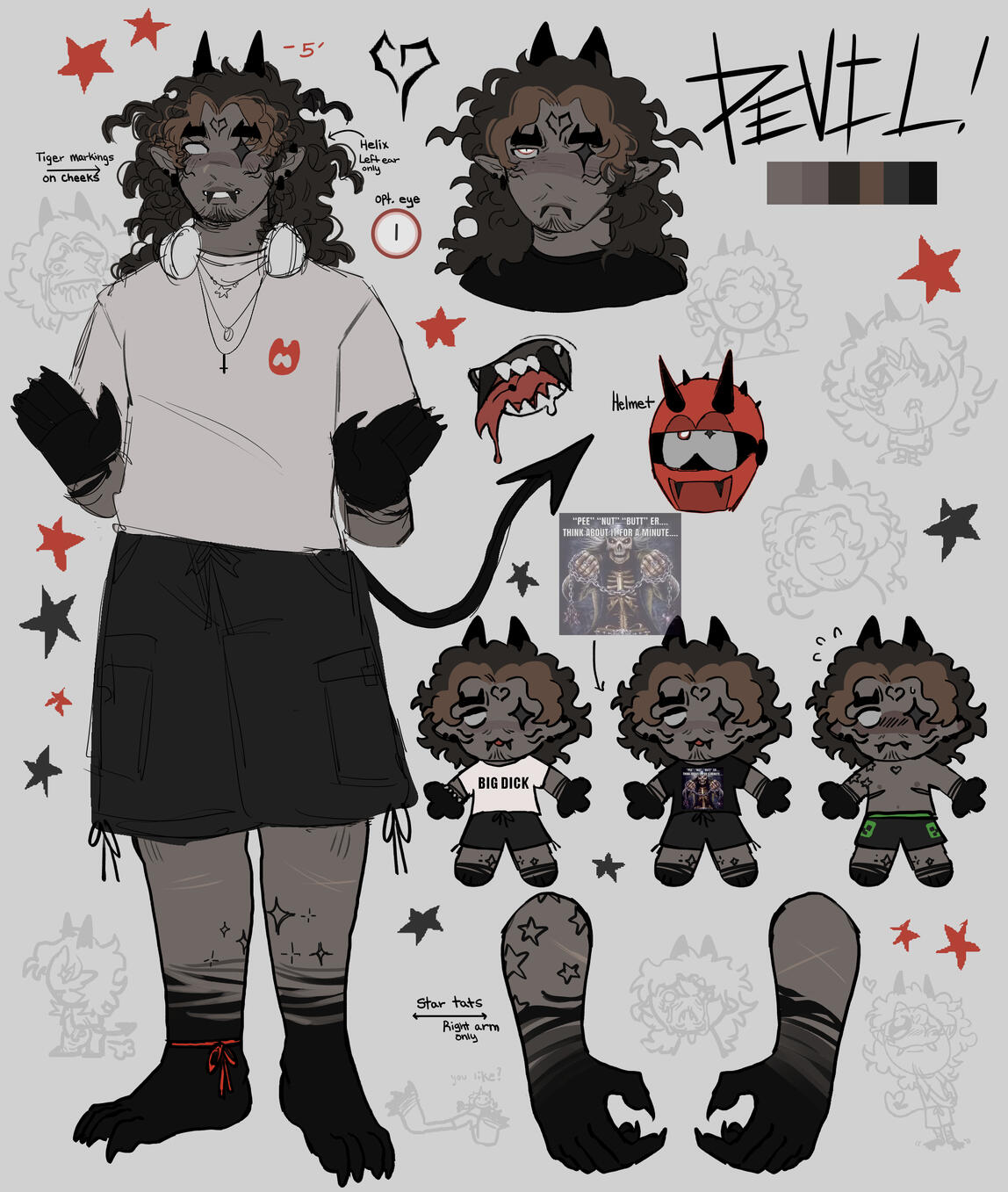 full ref with headshot, chibis, and extra $150 (my character)